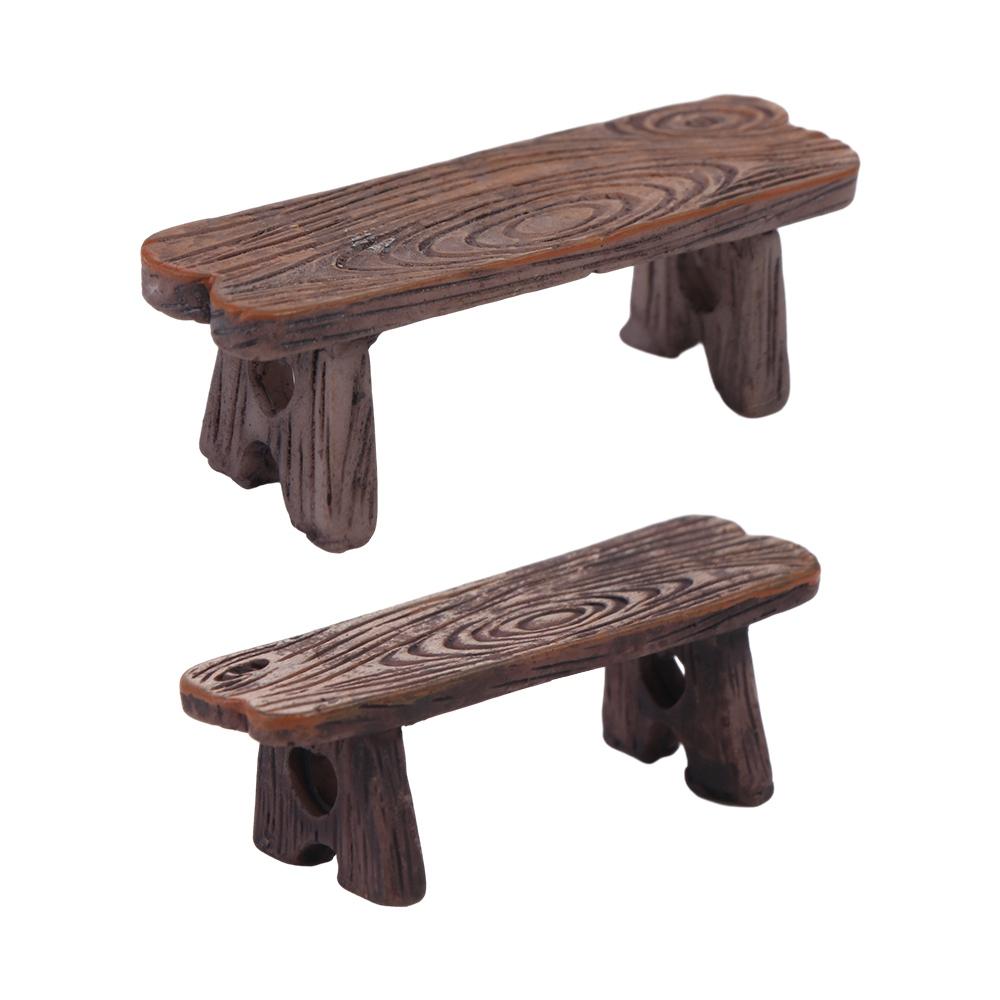 Wooden Dollhouse Miniature Wooden Bench Doll Furniture Mini Dollhouse Wooden Chair Doll House Decor Romantic