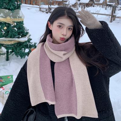 Fashionable Color Blocked Versatile Scarf for Women Winter Warm Long Scarf for Couples New Style