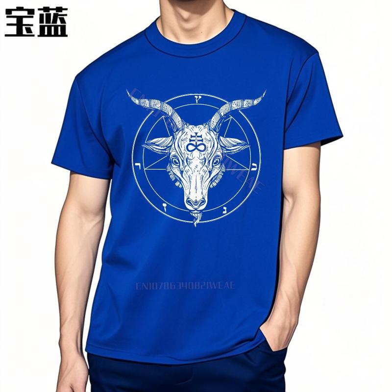 Rock Tshirt Oneck Essential Teeshirts Baphomet Symbol On Black Summer Short Sleeve Shirt Anime Crew Neck Trendy Tshirt