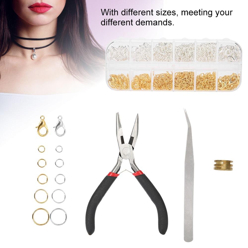 Multi-Purpose Silver Gold Colors Jump Rings Kit Straight mouth pliers Zinc Alloy Lobster Clasps Repair Kit Repair