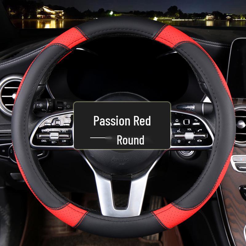 Women's Universal Cartoon Steering Wheel Cover - Four Seasons Carbon Fiber Texture
