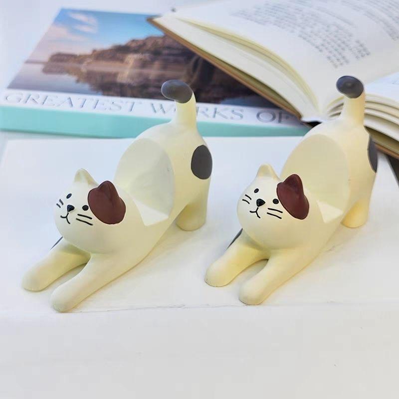 Cute Cat Resin Phone Holder – Lazy Bracket Desktop & Car Stand, Mini Portable Multi-Functional
