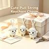 Pull String Sheep Keychain Whimsical Retractable Animal Toy Pendant Kawaii Charm for Car Keys Bag Girls Small Gift