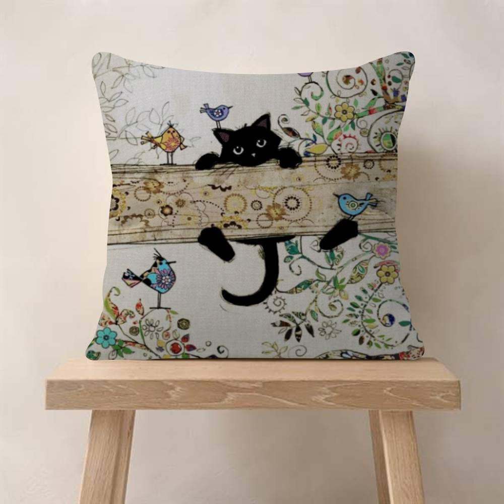 Fodera per Cuscino Gatto Camera da Letto Verde Artistico e Fodera per Cuscino Divano Decorazione Stanza Casa Regalo per Bambini