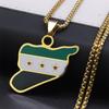 Syrian Flag Map Necklace: Vintage Stainless Steel Drip Oil Pendant Sweater Chain
