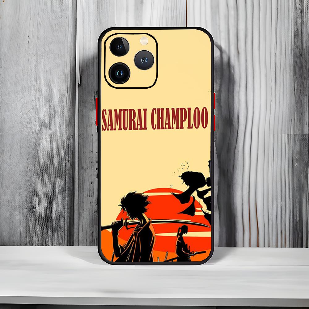 

Stylish Edo Anime S-Samurai Champloo Phone Case Black Matte Thin Phone Case For iPhone17 16 15 14 13 ProMax iphone12promax