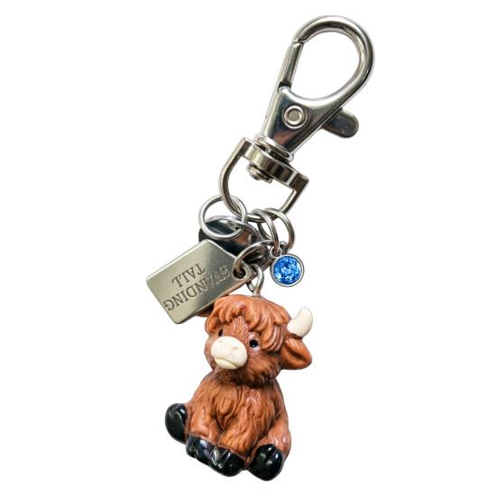 

Keychain Pendant Highland Cow Keychain 3D Baby Cow Charm Keyring with Birthstone Lightweight Inspirational Accessory March