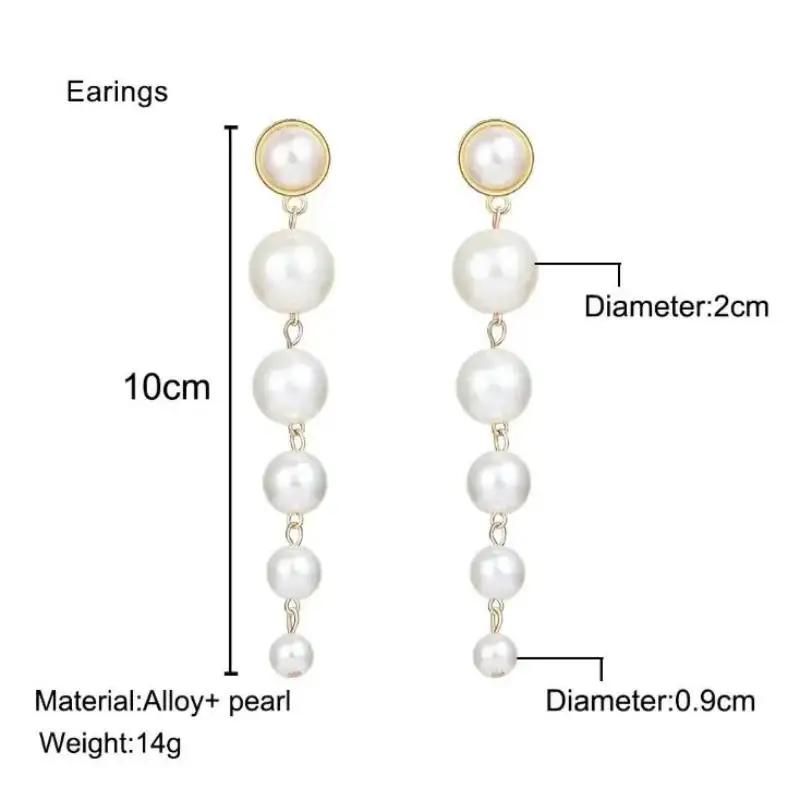 Simple Long Dangle Pearl Ball Drop Earrings For Women Girls Wedding Party Fashion Jewelry Beautiful Gift