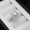 Wedding Real Silver 925 Pearl Ring Adjustable White Freshwater Pearl Ring Femme Wife Mother Engagement Gift