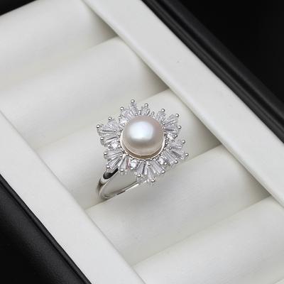 Wedding Real Silver 925 Pearl Ring Adjustable White Freshwater Pearl Ring Femme Wife Mother Engagement Gift