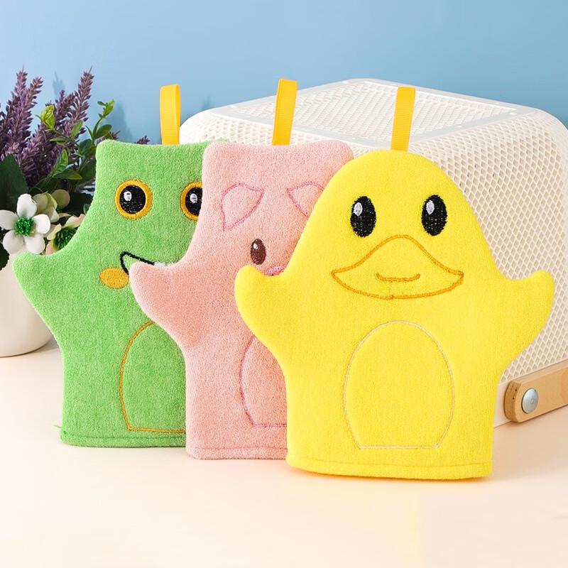 Baizi en Kids Double-Sided Exfoliating Bath Mitts, 3-Pack