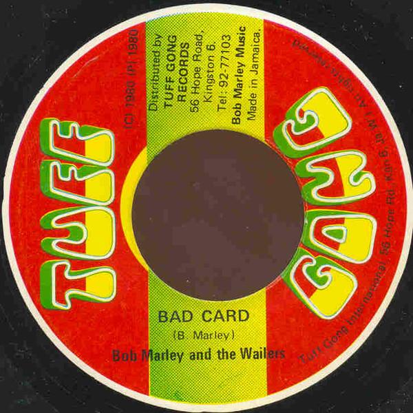 7inch Record BOB MARLEY & THE WAILERS - Bad Card NONE Tuff Gong 1980 Jamaica Reggae, Ska & Dub Used