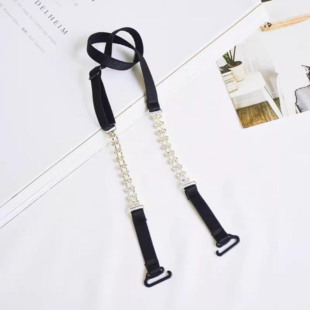 Anti-Slip Rhinestone Bra Straps Adjustable Invisible Strap Sexy Elastic Bra Strap Women Hanging neck Black