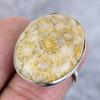 Fossil Coral Gemstone 925 Sterling Silver Jewelry Ring Size 7