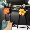 2PCS Cute Cartoon Flower Car Seat Back Hooks Storage Vehicle Headrest Organizer Hanger for Groceries Bag Handbag Auto Decor