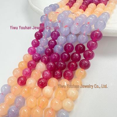 Alashan White Stone Gradient Three-Color Beaded Round Loose Beads