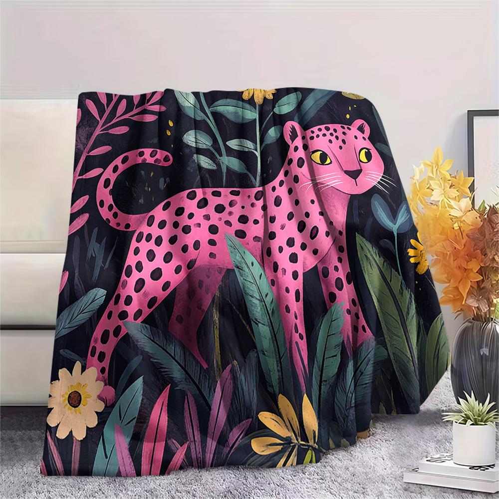 

Pink Panther Print Flannel Blanket, High quality Comfortable for All Seasons, Home Decor, Warmth and Comfort, Perfect for Christmas Gifts 80cm x 120cm