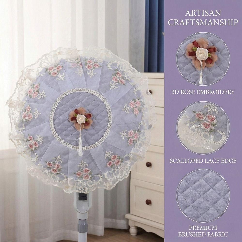 Round Standing Fan Covers Floral Protective Case Minimalist Fan Dust Cover  Desktop Fan