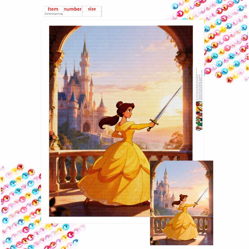 Disney Belle sword princess castle 5D handmade diy diamond painting, home wall decoration