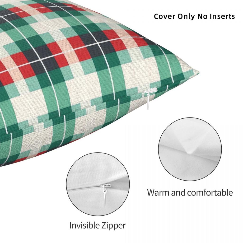 Pillow Case Plaid & Holiday Christmas Polyester Pillow Cover Cute Funny Cushion Cover Custom Pillowcases Chair Sofa Home