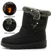 Botas Botas de Mujer Piel Botas de Mujer Super Cálidas de Invierno Para Nieve Mujer Tacones Bajos Zapatos de Invierno Mujer Bota de Goma Negra