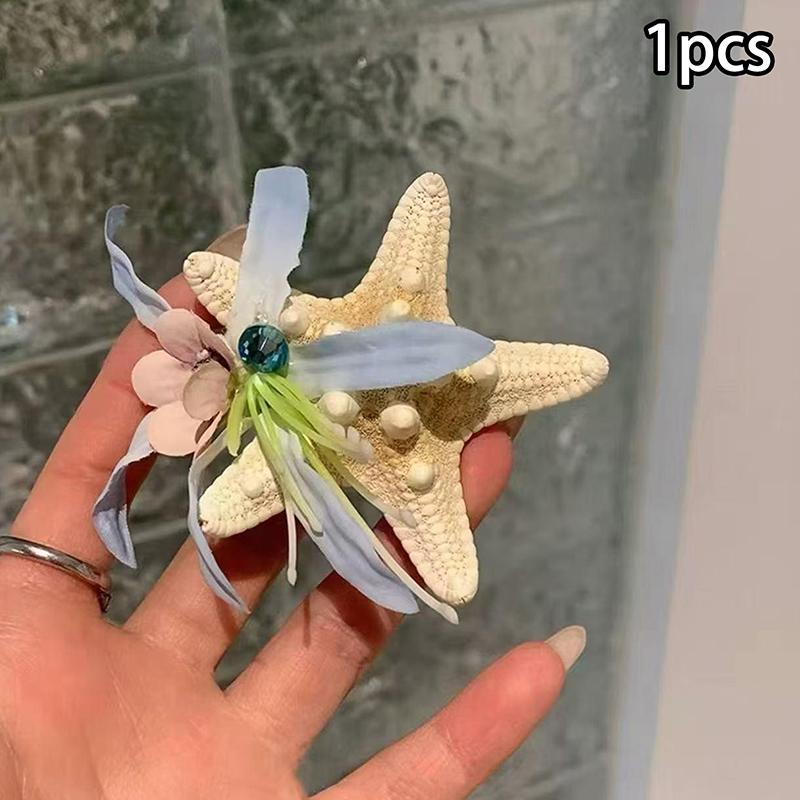 Y2K Blue Starfish Hairpin Summer Beach Vacation Hair Clip  Sweet Bangs Clip Girls Women Hair Accessories