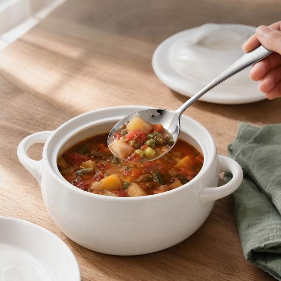 Large Stainless Steel Serving Spoon, Heavy Duty Soup Spoon for Family, Extra Long Handle Sharing Spoon for Buffet Banquet
