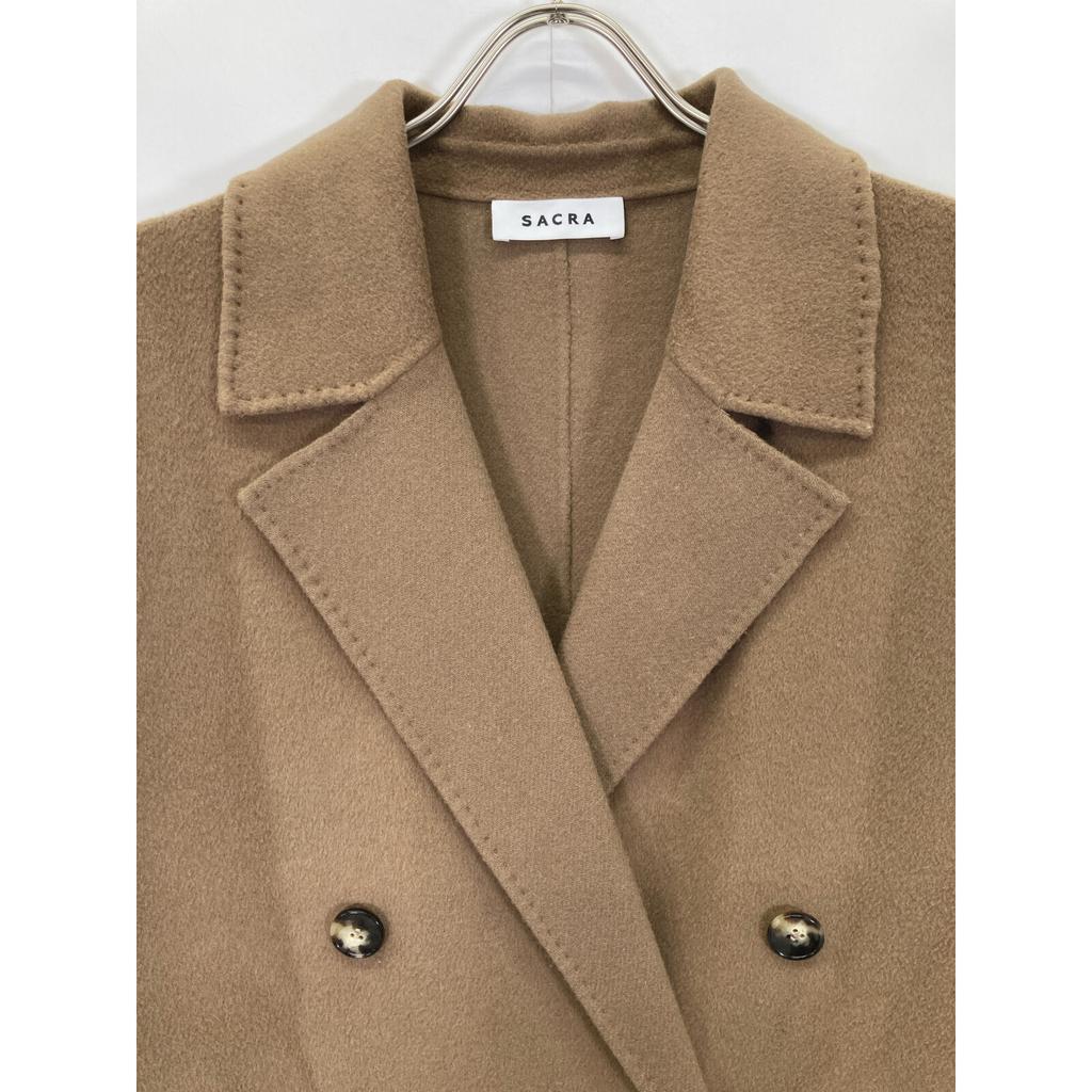 SACRA 121500011 BROWN WOOL BLEND DOUBLE BREATH REVER TAILORING L.COAT Coat 38 BrownUsed
