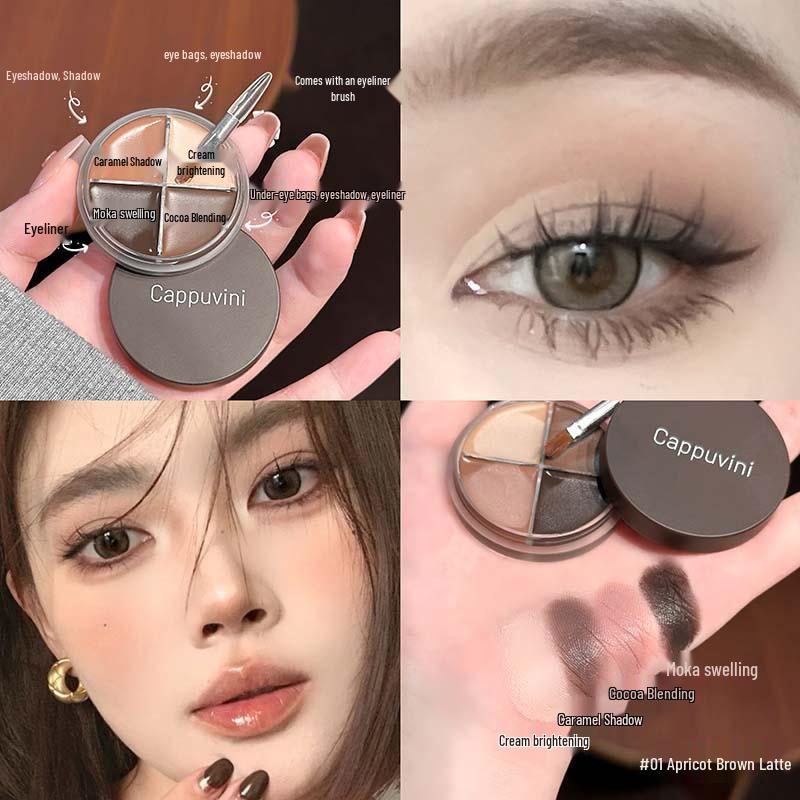 Каппувини Туманный Бархатный Подводка для Глаз: Натуральная четкость, Не размазывается, Подчеркивает, Осветляет, Водостойкая и устойчивая к поту декоративная косметика 4.8g