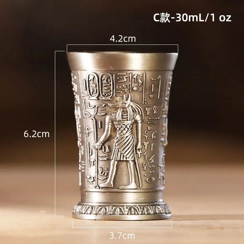 

3 шт./лот египетский миф ретро медный стакан рюмки 3D рельеф вино ликер спиртные напитки Клеопатра Рамзес Ра серебристые антикварные стаканы