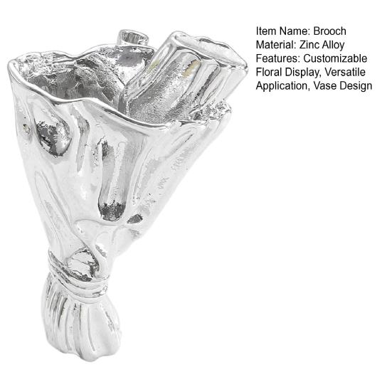 Flower Holder Bouquet Brooch Wearable Vase Brooch Pin Insert Real or Dried Flowers Into Bouquet Pin Accessory for Jackets Dresses Scarves Sweaters