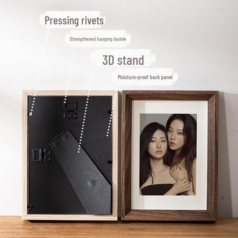 Hollow Wooden Photo Frame - 6x8, 10x12, A4 Sizes - Nordic Style Table Stand & Wall Hanging