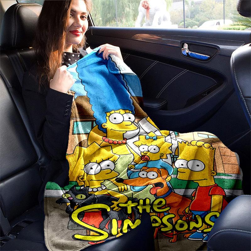 Coperta Cartoon I Simpson, Coperta Corta in Peluche Carina e Calda, Decorazione Casa Soggiorno Divano Quattro Stagioni Viaggio