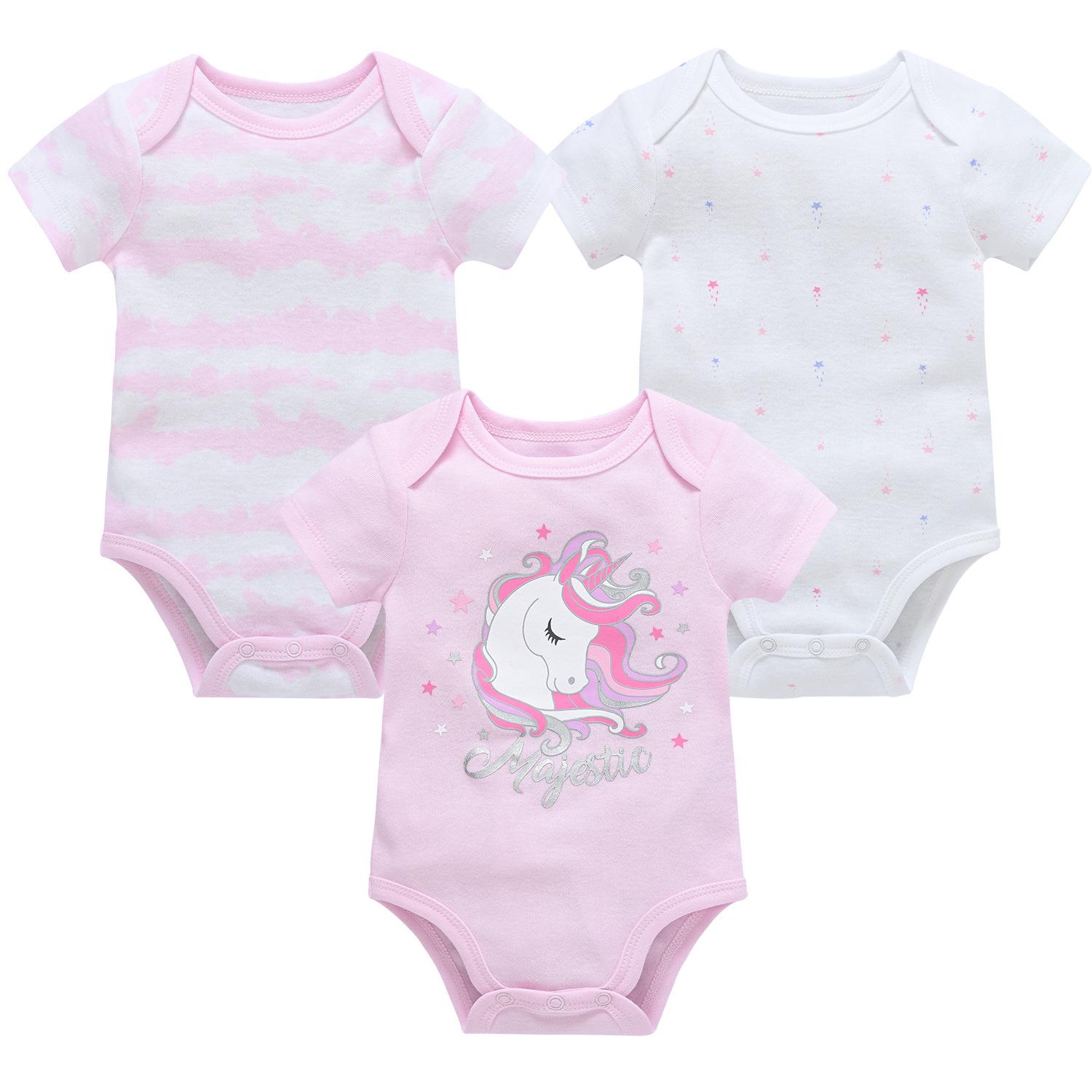 

Girls Korean Style Summer Jumpsuit Set - Cartoon Short Sleeve Bodysuit with Diaper Cover 9-12 Months