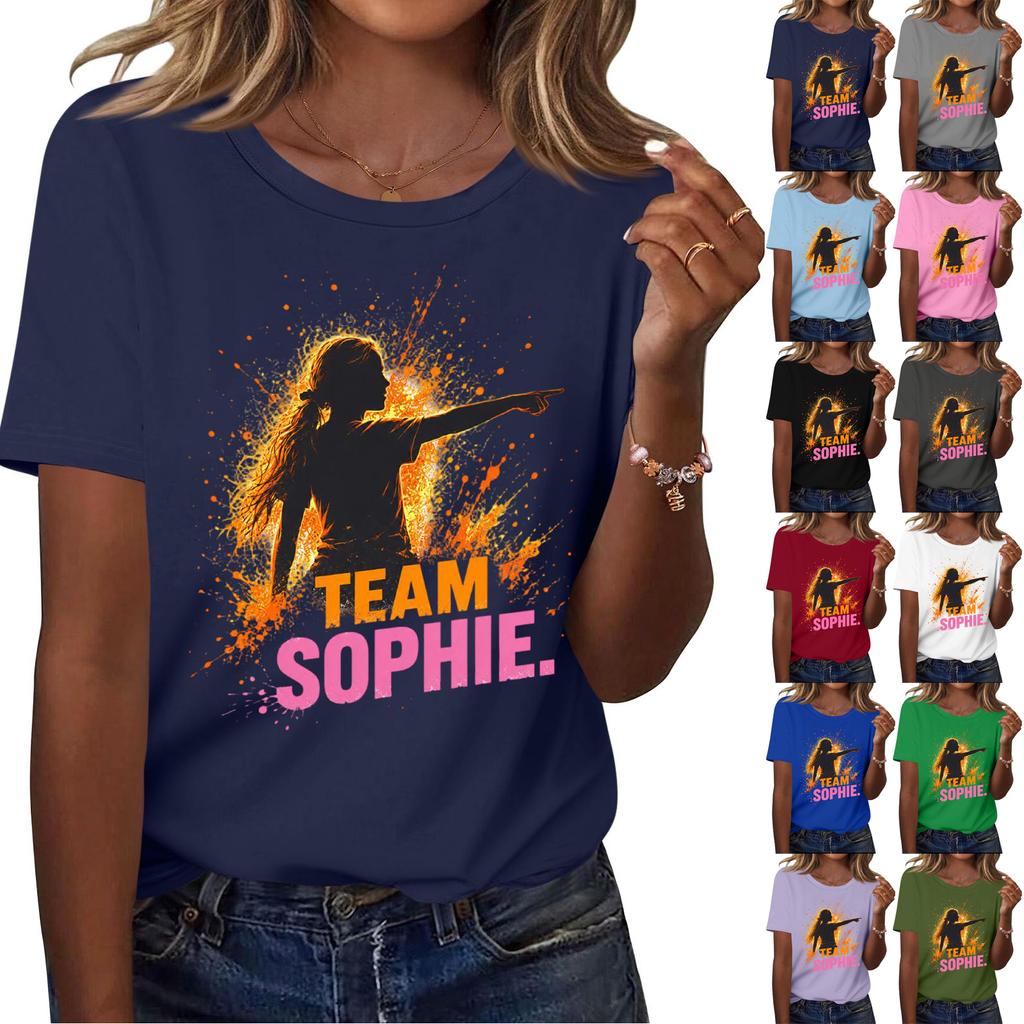 Unisex Fashion Letter Print T-Shirt Short Sleeve Neck Casual Tee for Daily Wear