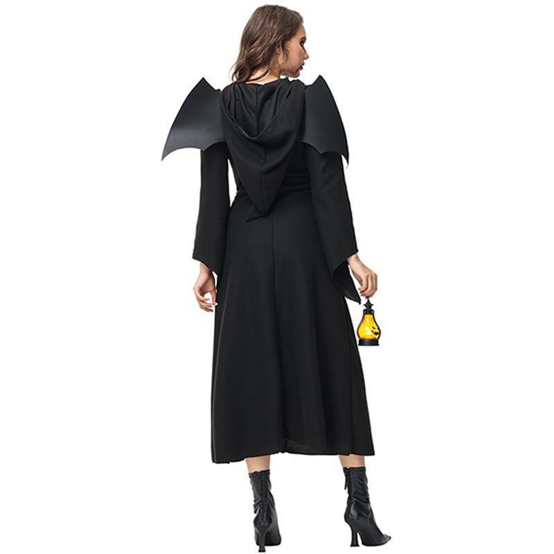 Cosplay new adult female halloween cos demon witch costume cosplay long black dress set