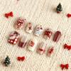 3D Embossed Cat Eye Nails: New Year Atmosphere, Ultra-Short Ladder with Cute Little Bear Design, 30 Detachable Pieces