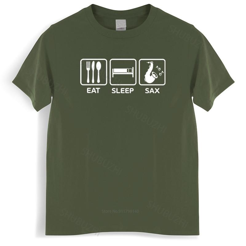 Mens T Shirt Eat Sleep Sax T Shirt for Men Jazz Music Saxophone Lover Tshirt Saxophonist T-Shirts Homme Black T-shirt