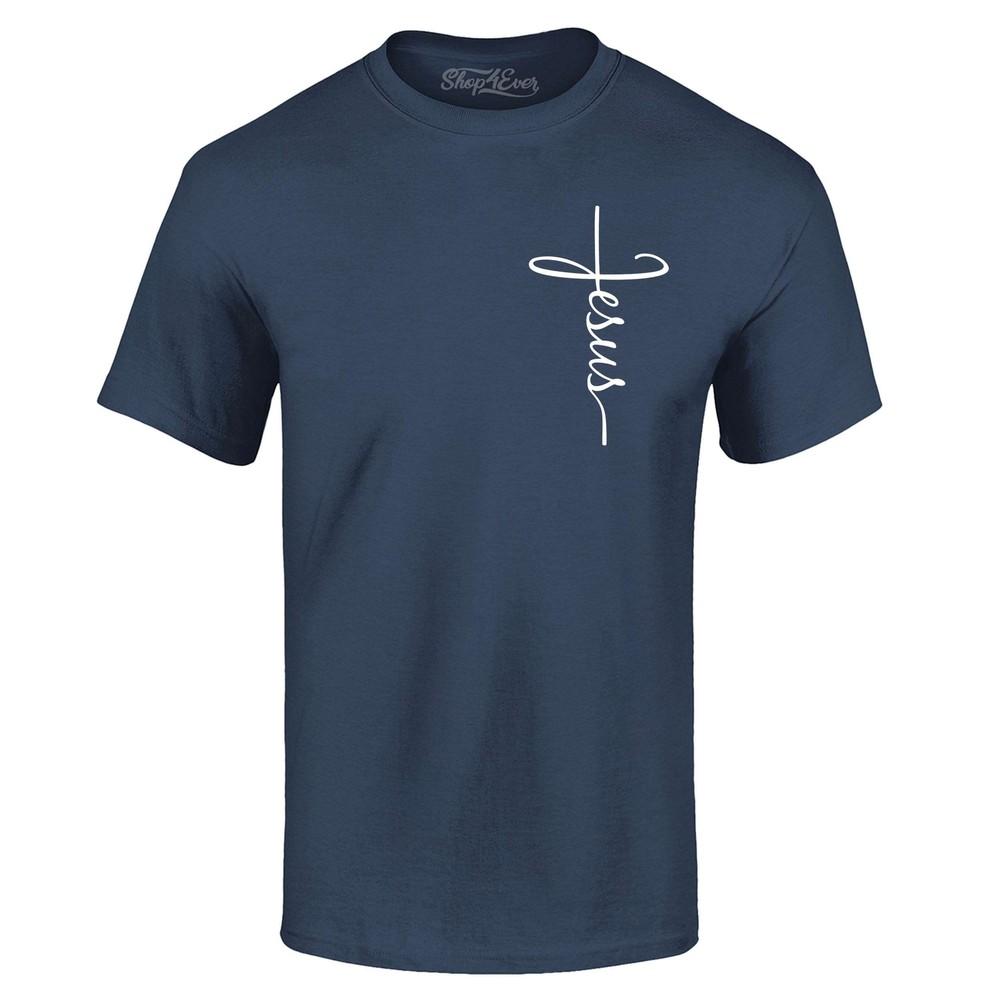 Jesus Cross Cursive Script Pocket Size T-shirt Jesus Shirt