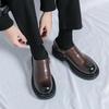Derby Shoes Men's New One-pedal Low-top Casual Leather Shoes Men's British Style Platform Black Martin Shoes