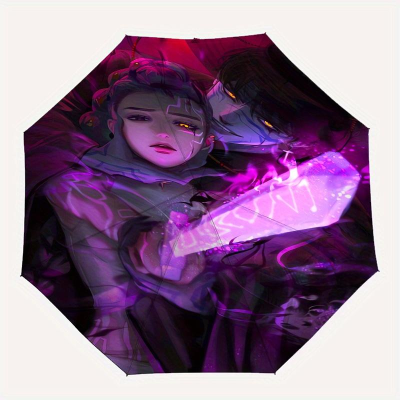 Ombrello pieghevole KPop Demon X con apertura e chiusura automatiche, telaio a 8 stecche e design compatto da viaggio, perfetto per tutte le occasioni | Elegante