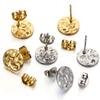 5Pairs Stainless Steel Embossing Round Ear Studs Ear Plug Set Earring Posts Back Stoppers Earrings Piercing DIY Jewelry Making