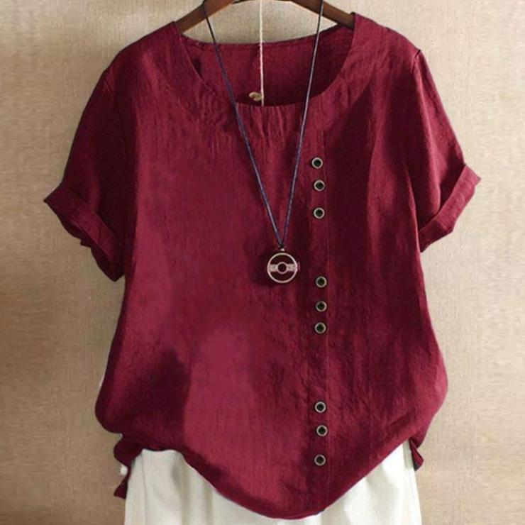 Elegantes Baumwoll-Knopfhemd für Damen - Unifarben, Perfekt für Frühling/Herbst EMA