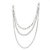 Silver Multi Layer Jean Chain With Cross Pendants Durable Metal Finish Fit For Punk Streetwear Concert Party Outfits