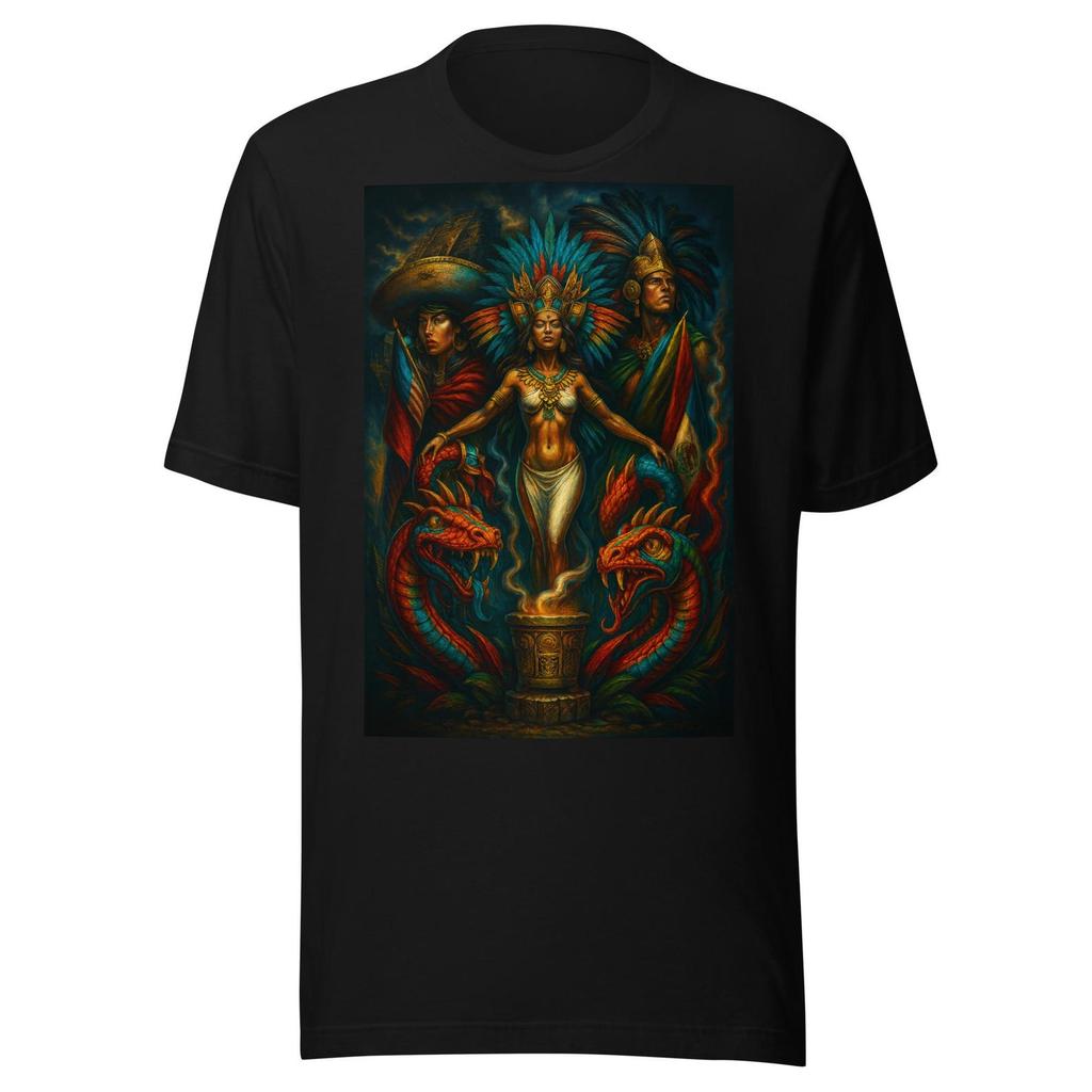 Aztec Goddess Art T-Shirt – Mexican Cultural Mythic Illustration Tee