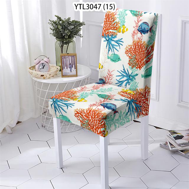 Bürostuhlbezug im Ozean-Tier-Stil, Stretch-Stühle, Küchenstuhlbezug, Pflanzenkorallenmuster, Stuhlbezug für Zuhause