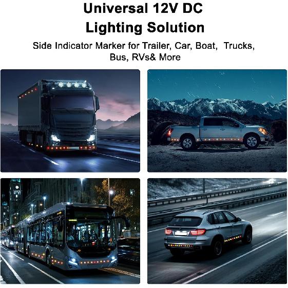 20Pcs 3/4 Inch LED Marker Lights - 3Rd Gen Round Mini Amber/Red Clearance Lights For Truck, Trailer, RV, Bus, Van, Boat, IP68 Waterproof, 12V DC