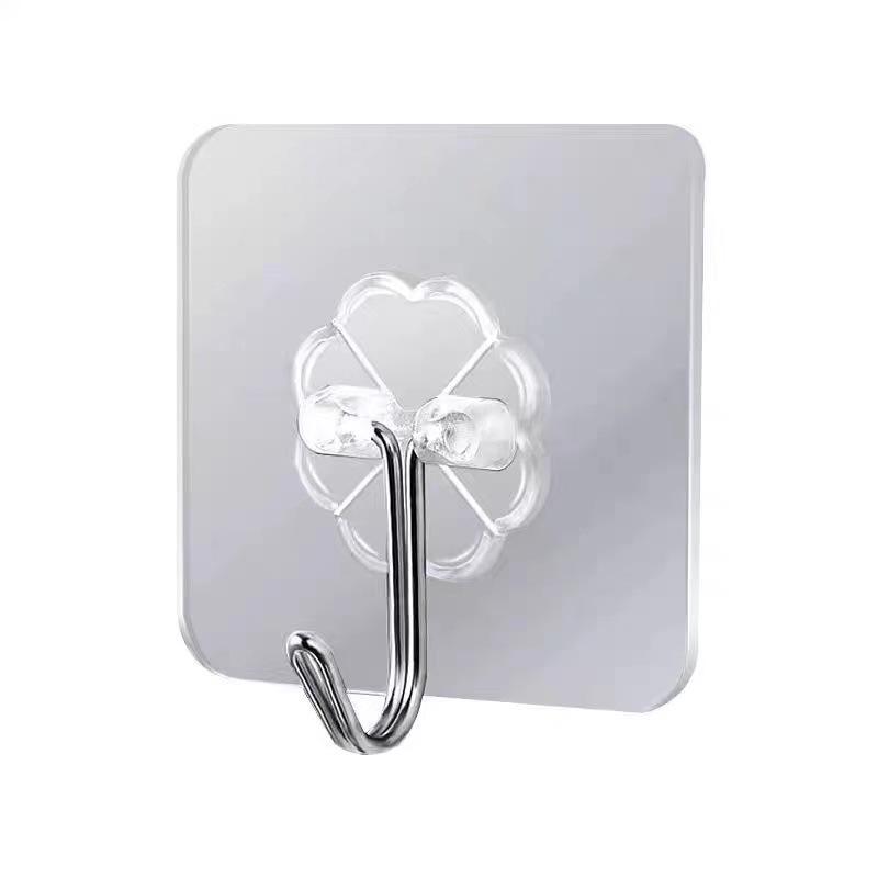 Strong No-Punch Adhesive Plastic Hooks - Transparent, Load-Bearing for Kitchens