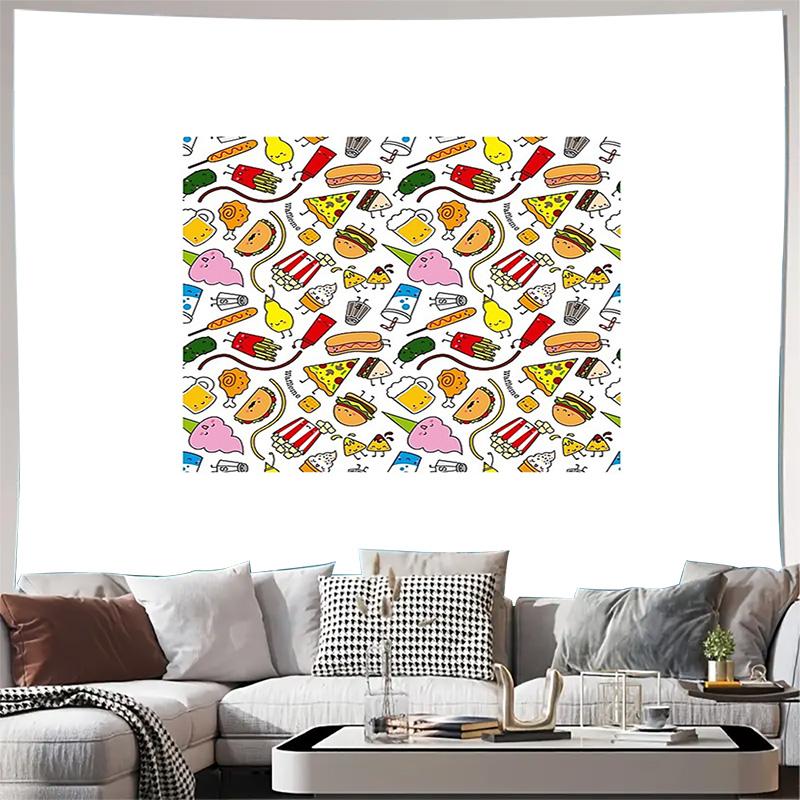 

Wall Tapestry Hamburger Foodie Aesthetic Room Decor Fast Food Tapestry Vintage Kitchen Backdrop Dorm Decor Trendy Graphic Tapest 74x94cm(29x37in)