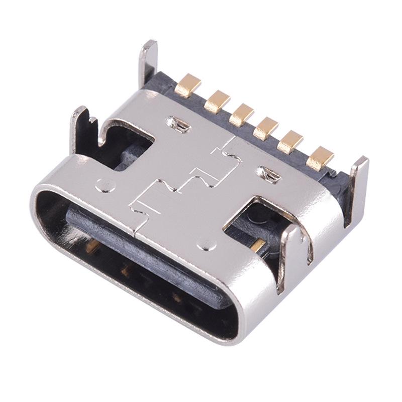 USB Type-C Female Socket SMD Plug: 2P, 4P, 6P, 16P, 24P Horizontal/Vertical Connector Charging Interface